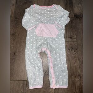 Charming Gray and Pink Polka Dot Kids Footie